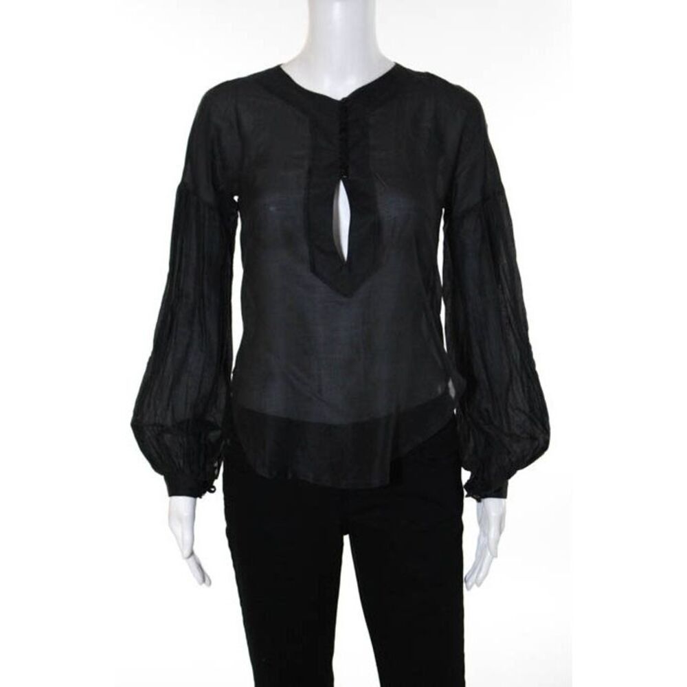BLUMARINE Gray Cotton Long Sleeve Crew Neck Blouse Top Sz S RB877